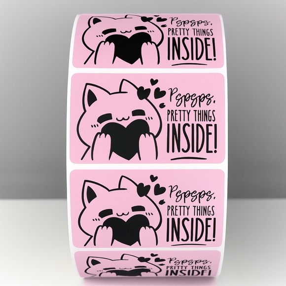Pspsps Pretty Things Inside Stickers – Cute Cat Labels for Packaging and Orders - Picture 1 of 11